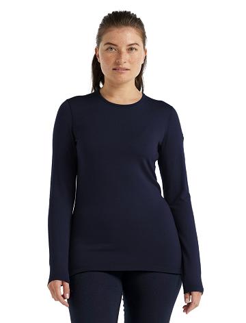 Base Layers Icebreaker Merino 260 Tech Long Sleeve Crewe Thermal Top Damskie Granatowe | PL 1025TCEV